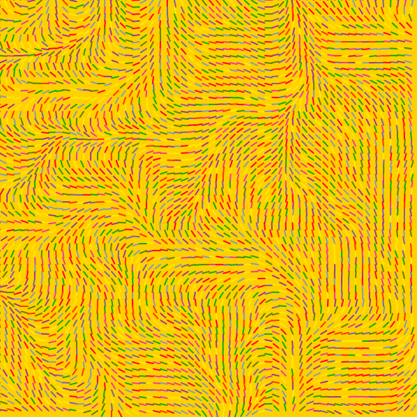 Linhas coloridas rotacionadas em um fluxo direcional